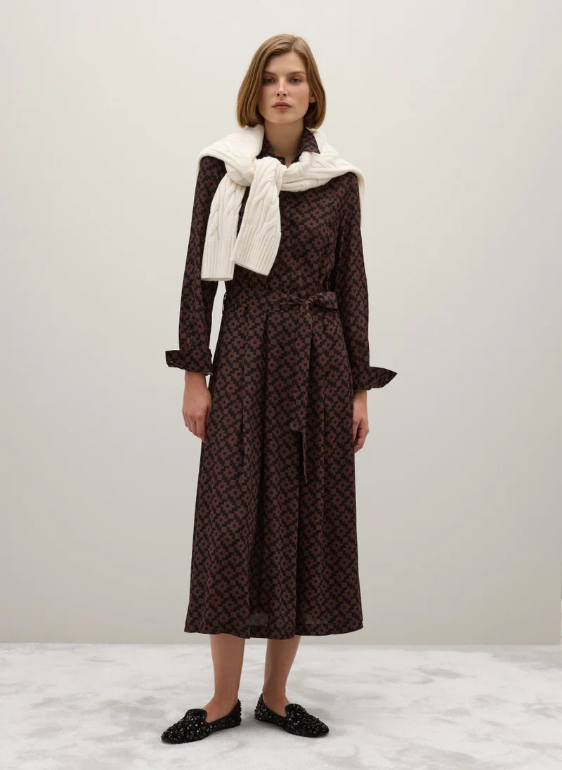 او في اس OVS Brown Long Dress With Belt